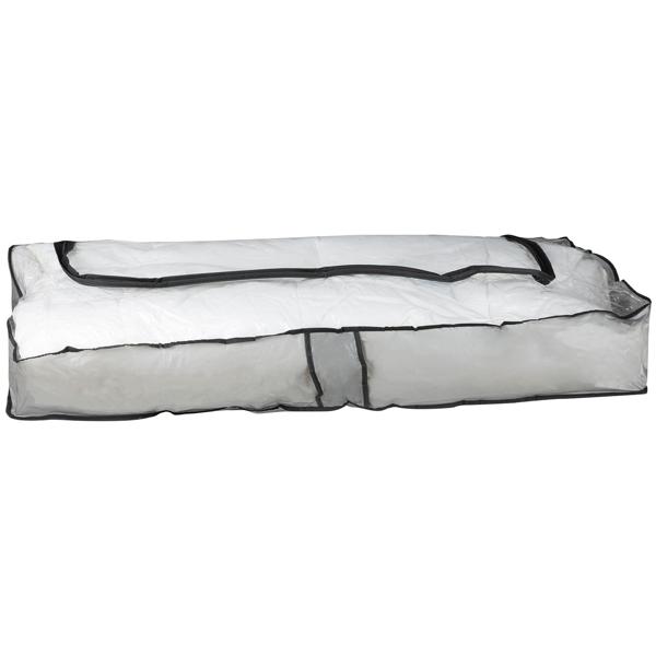 2er-Set Unterbettkommode transparent – Staub- & Mottenschutz für Kleidung/Bettwäsche – 102x45x15cm – faltbar mit Griffen & Reissverschluss