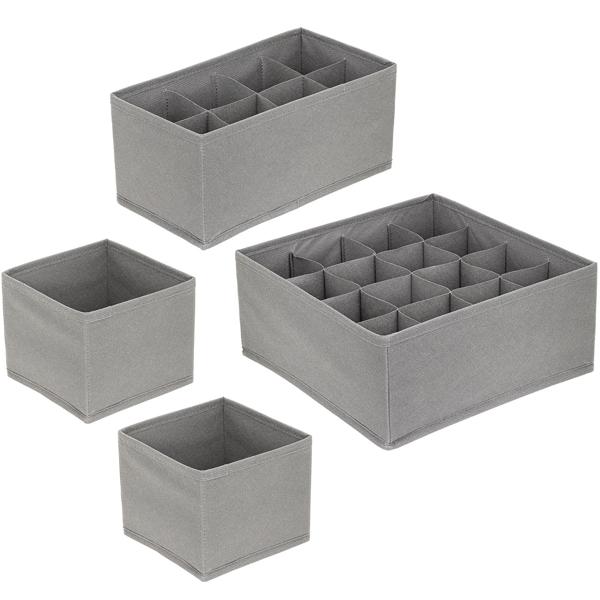 Schubladenorganizer 4er-Set - Modularer Schubladeneinsatz für Küche, Bad & Büro - Grau, 4 verschiedene Grössen, schützt Möbel & verhindert Kratzer