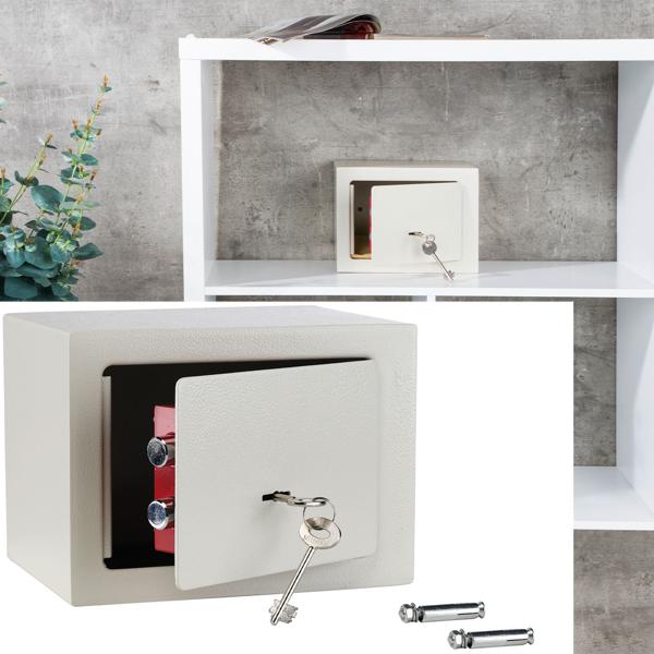 Robuster Möbeltresor in Weiss, 23 x 17 x 17 cm mit 2 Schlüsseln – Diskret, Kompakt & sicherer Schutz für Ihre Wertsachen