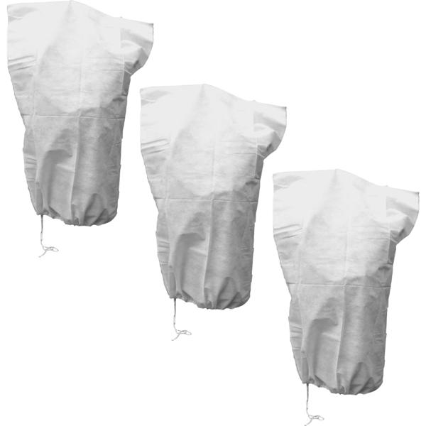 3er-Set Pflanzenschutzsack 110x150 cm - Frostschutz Vlies extra stark 50g/m², Winterschutz-Haube mit Zugkordel für Ihre Pflanzen