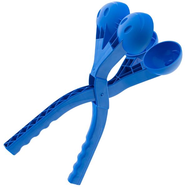 2er-Set Doppel-Schneeballformer - kreiert 2 perfekte Schneebälle gleichzeitig - Kunststoff blau, 36x15x8cm - für Winterspass & Schneeballschlachten