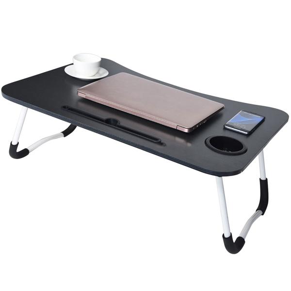 Laptoptisch 60x40cm klappbar - mit Tablet- & Tassenhalterung für Sofa, Bett & Reisen - stabil, leicht (2.1kg), 60x40x26 cm - MDF/Metallbeine
