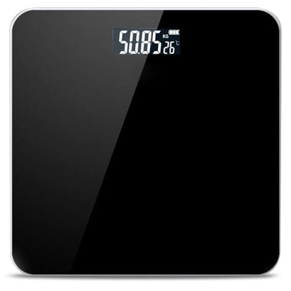 Körperwaage inkl. Raum-Thermometer - Ideal für Fitness & täglichen Gebrauch - Max. 180 kg - Schwarz - Wiederaufladbarer Akku - LCD-Display