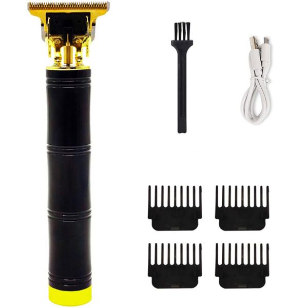 Profi Akku Bart- und Haarschneider, Barttrimmer, Barber Rasierer, Präzisionstrimmer, 5W, inkl. 5 Aufsätzen, schwarz/gold