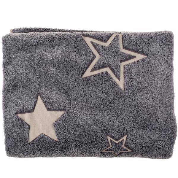 2er Gemütliche Fleece-Decke mit Leuchtsternen: 173x135cm, grau, maschinenwaschbar - Kuschelweiche Decke für entspannte Abende & Sternen-Träume