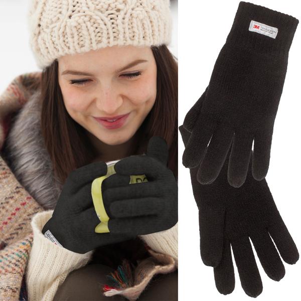 Herren-Winterhandschuhe Schwarz - Warmes 3M Thinsulate-Futter atmungsaktiv & feuchtigkeitsabweisend - Einheitsgrösse 100% Polyacryl/Polyester 85g