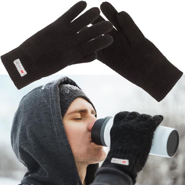 Herren-Winterhandschuhe Schwarz - Warmes 3M Thinsulate-Futter atmungsaktiv & feuchtigkeitsabweisend - Einheitsgrösse 100% Polyacryl/Polyester 85g