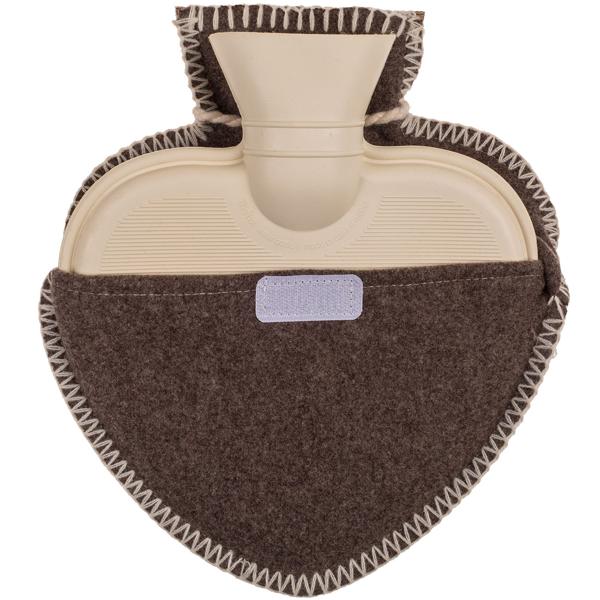 Wärmflasche Filz Herzform - 600ml Kapazität - Langanhaltende Wärme für Couch/Bett, lindert Schmerzen - Auch für Kinder - 100% Polyester 27x24cm