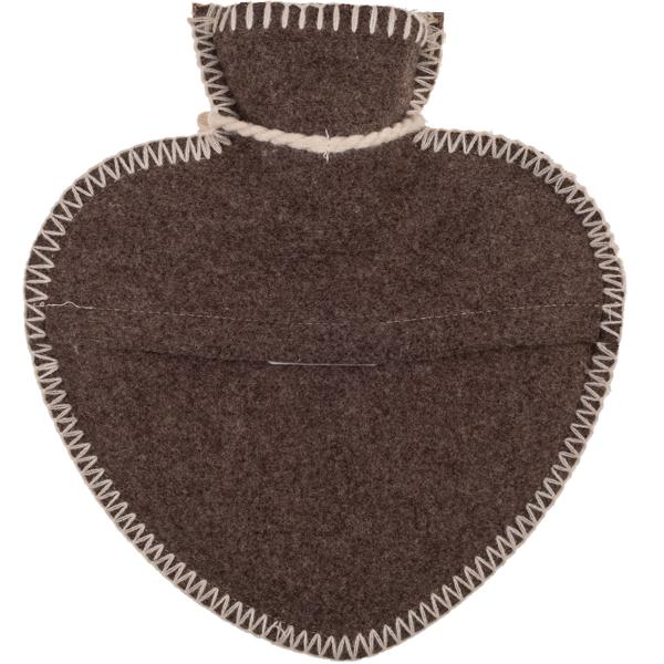 Wärmflasche Herzform Hirsch-Design - 600ml Kapazität - Ideal für kuschelige Wärme & Schmerzlinderung - Robustes Polyester braun/grau 27x24cm