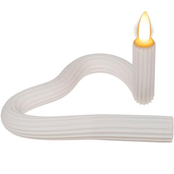 Flexible LED-Kerze weiss - Täuschend echter Flackereffekt - Akkubetrieb mit USB-C - Silikon formbar - Sicher, rauchfrei & geruchsneutral - 41x1.8cm warmweiss