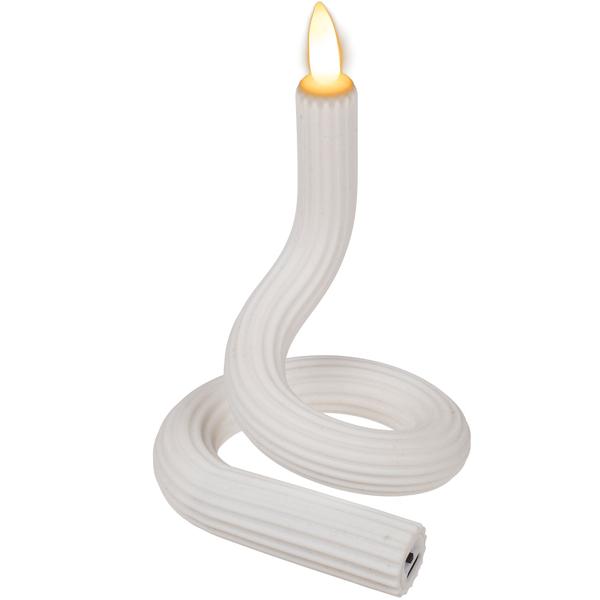 Flexible LED-Kerze weiss - Täuschend echter Flackereffekt - Akkubetrieb mit USB-C - Silikon formbar - Sicher, rauchfrei & geruchsneutral - 41x1.8cm warmweiss