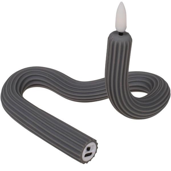 Flexible LED-Kerze biegsam – Echter Flackereffekt wie Wachskerze & warmweiss – Akkubetrieb bis 8h, per USB aufladbar – Anthrazit 41x1,8cm