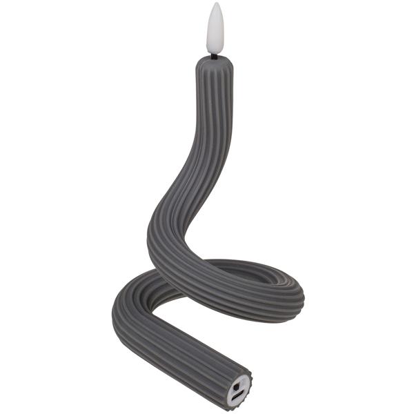 Flexible LED-Kerze biegsam – Echter Flackereffekt wie Wachskerze & warmweiss – Akkubetrieb bis 8h, per USB aufladbar – Anthrazit 41x1,8cm