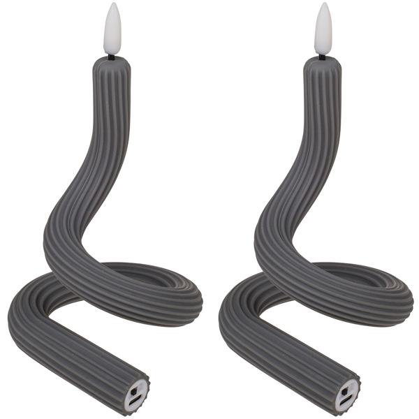 2er-Set Flexible LED-Kerze mit Flackereffekt - Biegbare Silikon-Kerzen für Wohlfühlatmosphäre - Akkubetrieb, USB-C, 8h Laufzeit, Warmweiss, Anthrazit