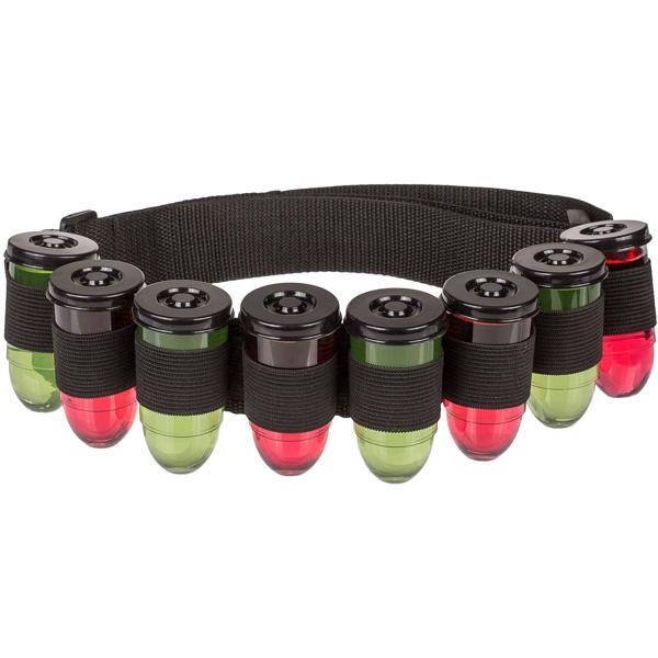 Shotgürtel inkl. 8 Shotgläser - Patronen-Design - grössenverstellbar, robust, auslaufsicher - Ideal für Partys, Junggesellenabschiede - 120cm Länge