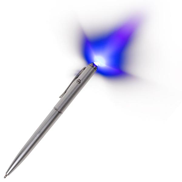 2er-Set Geheimstift mit UV-Licht - Unsichtbare Tinte für Geheimbotschaften, Kindergeburtstage & Krimispiele - Silber, 13cm Länge, inkl. Batterien & Clip