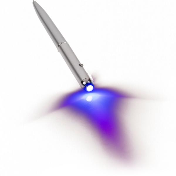 2er-Set Geheimstift mit UV-Licht - Unsichtbare Tinte für Geheimbotschaften, Kindergeburtstage & Krimispiele - Silber, 13cm Länge, inkl. Batterien & Clip