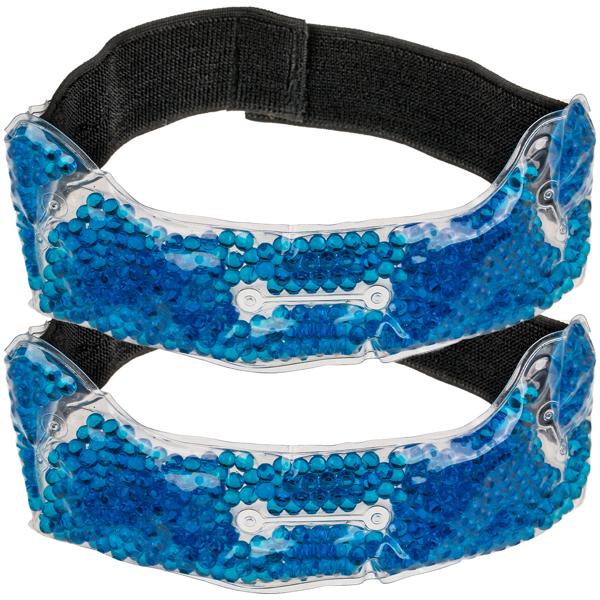 2er-Set Kalt-Warm Kopf-Kompresse mit Gelfüllung, blau - Lindert Kopfschmerzen & Verspannungen - Elastisch, BPA-frei, bis -18°C weich