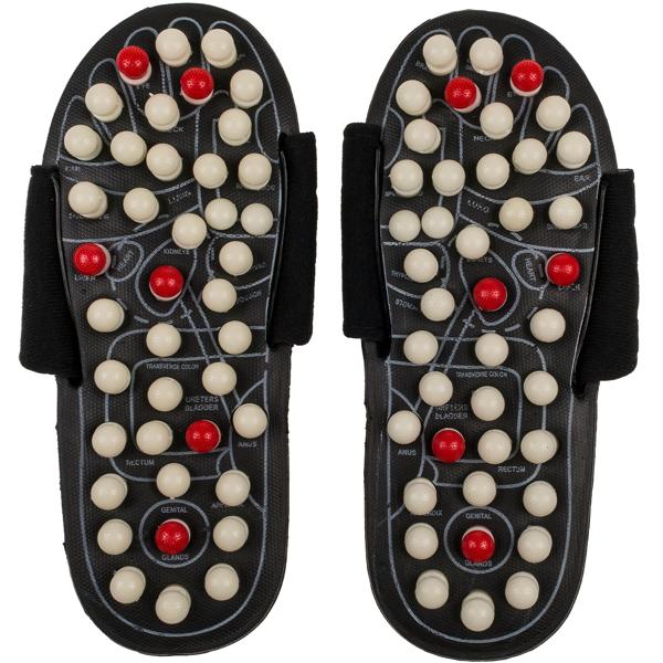 Massage Pantoffeln L - Wohltuende Fussreflexzonen-Massage jederzeit - Klettverschluss für individuellen Halt - Rutschhemmende Laufsohle - Ohne Strom