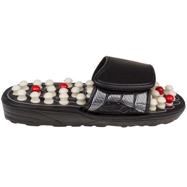 Massage Pantoffeln L - Wohltuende Fussreflexzonen-Massage jederzeit - Klettverschluss für individuellen Halt - Rutschhemmende Laufsohle - Ohne Strom