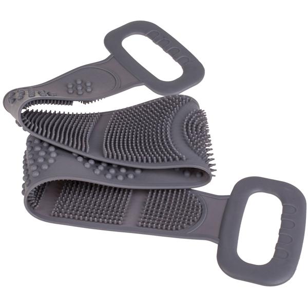 Wellness Rückenbürste mit 2 Griffen, grau, wohltuende Massage & sanfte Reinigung für Ihre Haut - entspanntes Duscherlebnis