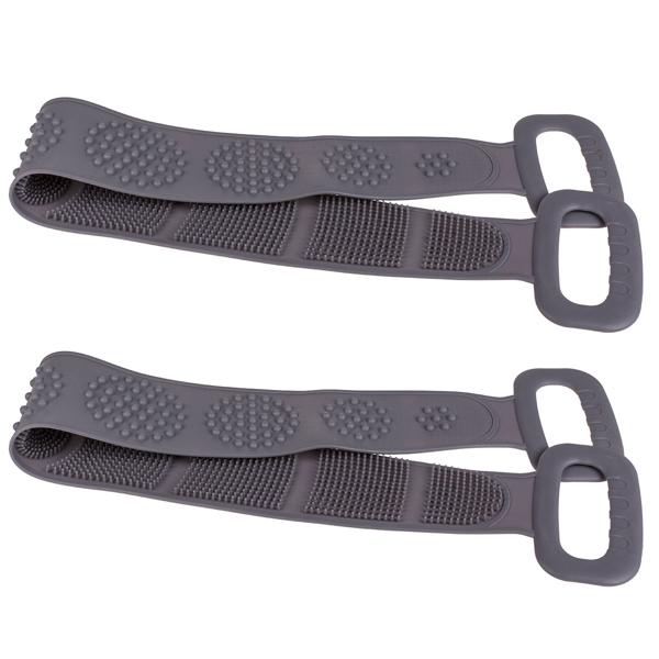 2er-Set Wellness Rückenbürste mit 2 Griffen, grau, wohltuende Massage & sanfte Reinigung für Ihre Haut - entspanntes Duscherlebnis