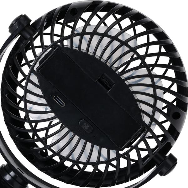 2er-Set Mobiler Klemmventilator - 3 Modi - Akkubetrieb - USB-C Ladefunktion - Kompakter Tischventilator 17,5x13x9,7cm - Schwarz - 224g