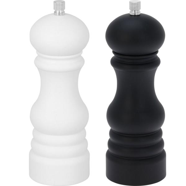 Salz-Pfeffer-Mühlen Set (manuell): Edles Design, langlebiges Aluminium-Mahlwerk - Schwarz-Weiss, 6x17,5 cm - Für Küche & Tisch