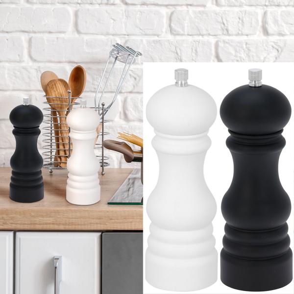 Salz-Pfeffer-Mühlen Set (manuell): Edles Design, langlebiges Aluminium-Mahlwerk - Schwarz-Weiss, 6x17,5 cm - Für Küche & Tisch