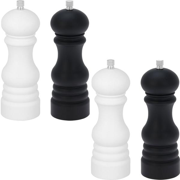 2er-Set Salz- und Pfeffermühle schwarz-weiss - Stufenlos einstellbares Alumahlwerk - Ideal für Küche, Kochen & Hobbyköche - Elegantes Design (6x17.5cm)