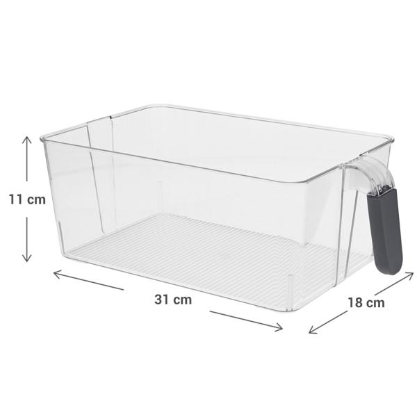 Kühlschrank Aufbewahrungsbox mit Griff - 31x18x11 cm - Hygienischer PET-Kunststoff - Optimale Ordnung & Übersicht - Reduziert Schimmel