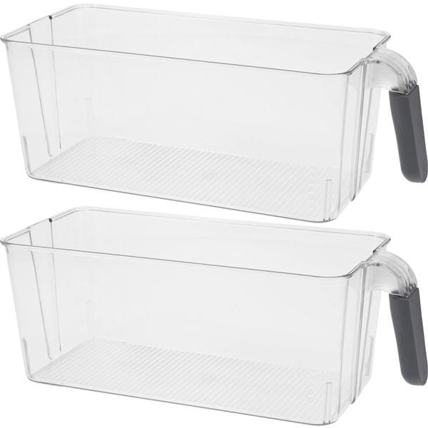 2er-Set Kühlschrank Aufbewahrungsbox mit Griff - Hygienisch transparent - Optimiert Ordnung & Hygiene, reduziert Schimmelsporen - 30x13x11 cm PET/Silikon