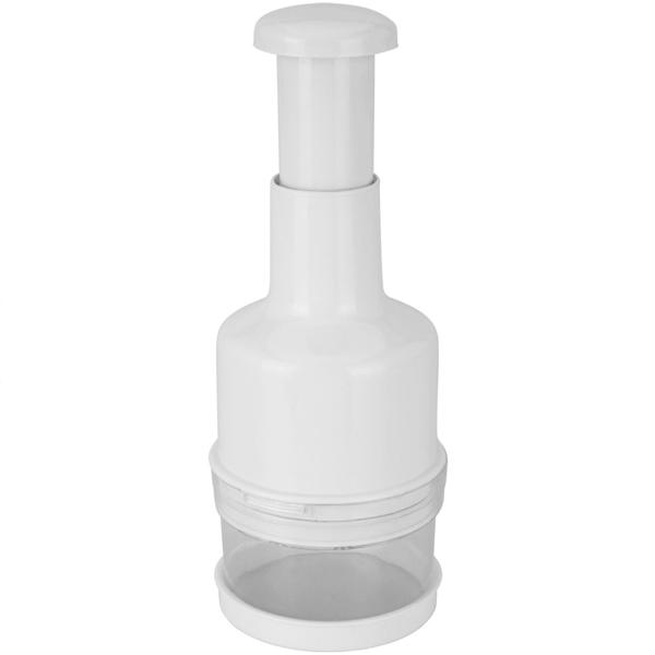 Manueller Gemüsehacker weiss - Zerkleinerer für Zwiebeln, Nüsse, Kräuter, Obst & Gemüse - scharfe Edelstahlklingen - Masse: 9.2x9x22.2 cm