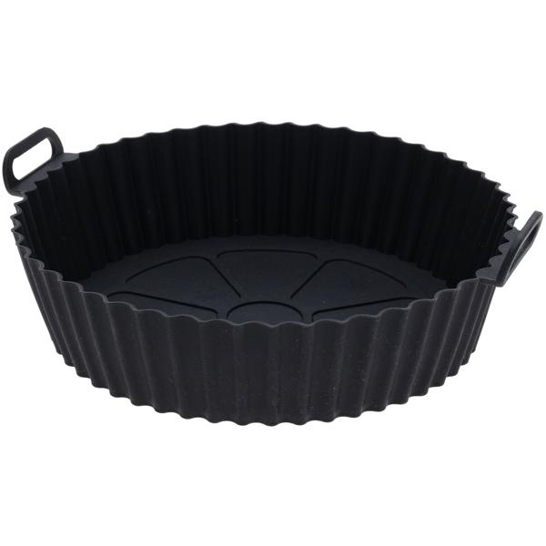 2er-Set Silikoneinlage für Heissluftfritteusen - 20,5x22,5 cm, schwarz - Mit Henkel, spülmaschinenfest, hält Airfryer sauber - 110g Silikon