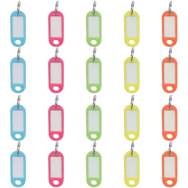 Schlüsselanhänger zum Beschriften - 20 Stück bunt - Ideal für Haushalt & Büro - Geschützte Etiketten - 5 Farben für Ordnung & Übersicht