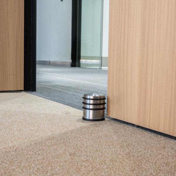 Massiver Tür Stopper aus Edelstahl mit Anti-Rutsch-Boden und Gummiringen, 1300 g, schwer und rutschfest, ohne Bohren