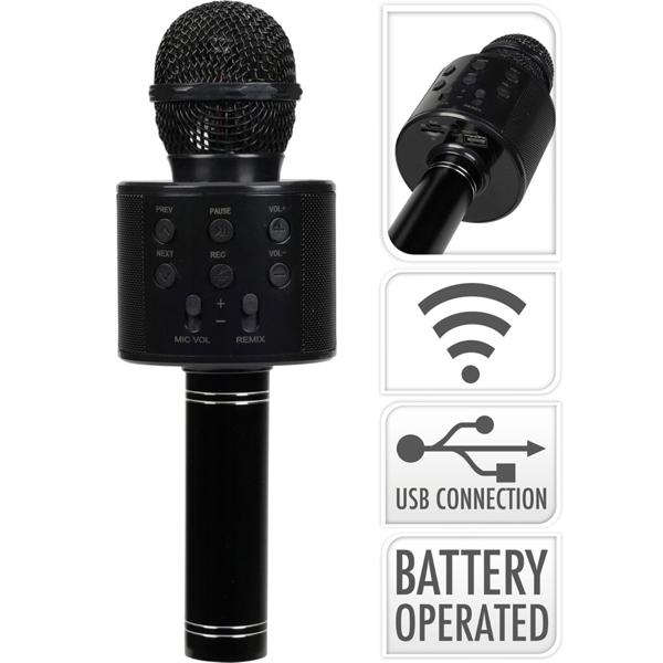 Karaoke-Mikrofon mit eingebautem Lautsprecher, schwarz