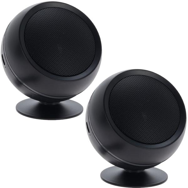 2er-Set Mini Bluetooth 5.0 Lautsprecher - LED-Streifen für stimmungsvolles Licht - Kompakte Grösse, 3h Akku, schwarz - Für unterwegs & Zuhause