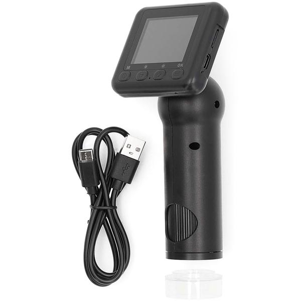 Digitales Mikroskop mit LCD Display & LED Licht, schwarz – Handmikroskop für scharfe Foto-Video Aufnahmen, Micro SD Card Slot