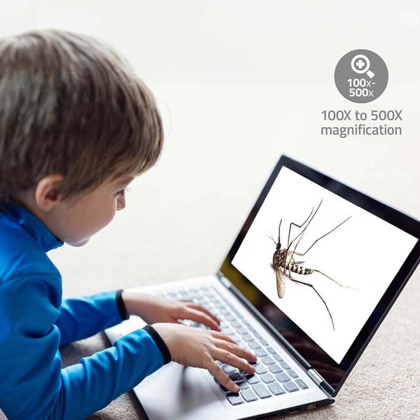 Digitales Mikroskop mit LCD Display & LED Licht, schwarz – Handmikroskop für scharfe Foto-Video Aufnahmen, Micro SD Card Slot
