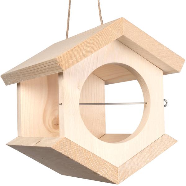 2er-Set Vogelhaus - unbehandeltes Fichtenholz zum Aufhängen - witterungsgeschützt, ganzjährig - Edelstahl-Futterspiess - Made in Germany