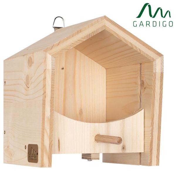 2er-Set Nachhaltiges Fichtenholz Vogel-Futterhaus mit Sitzstange - in einer sozialen Einrichtung handgefertigt -Für langanhaltende Freude