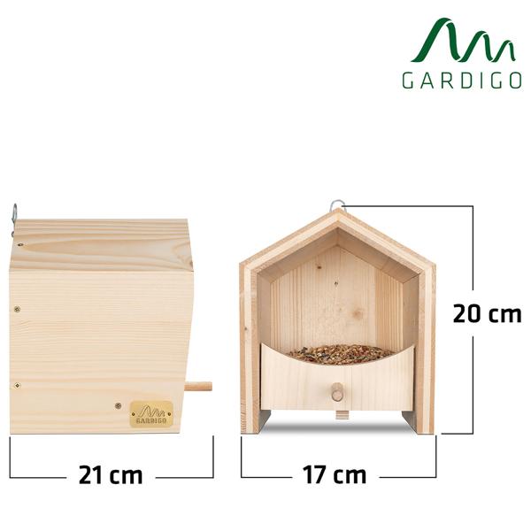 2er-Set Nachhaltiges Fichtenholz Vogel-Futterhaus mit Sitzstange - in einer sozialen Einrichtung handgefertigt -Für langanhaltende Freude