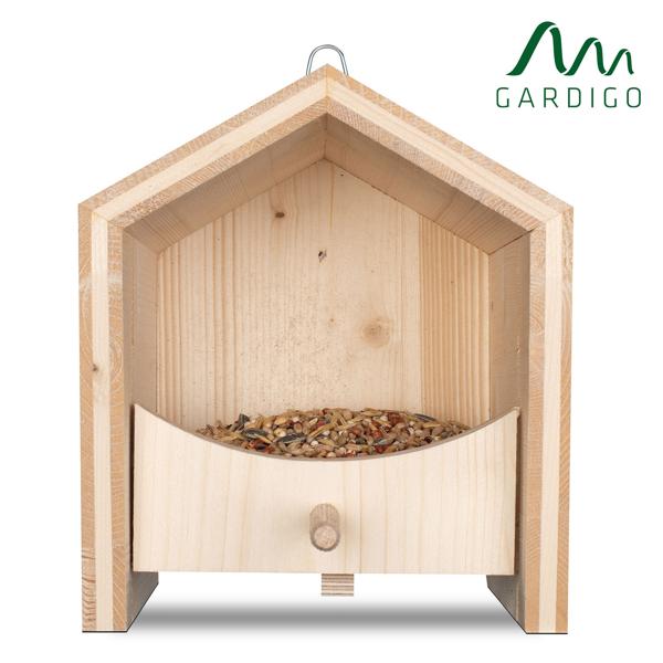 2er-Set Nachhaltiges Fichtenholz Vogel-Futterhaus mit Sitzstange - in einer sozialen Einrichtung handgefertigt -Für langanhaltende Freude