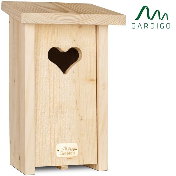 Nistkasten mit herzförmigen Einflugloch, massives Fichtenholz, mit viel Liebe zum Detail gefertigt, Ideal für Spatzen, Kleiber und Trauerschnäpper