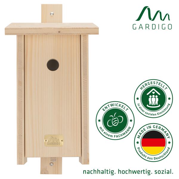 2er Nistkasten-Bausatz Fichtenholz - Sicherer Brutplatz Garten, wetterfest & extra tief - Meisenarten - 15mm Wände - Einfache Reinigung - Made in Germany