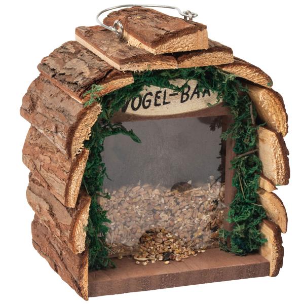 2er-Set Futterstelle Vogelbar - 16x10x16cm Holz/Acryl - Hygienische Vogelfütterung mit Nässeschutz - Für Garten & Aussenbereich