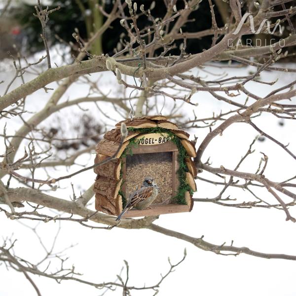 2er-Set Futterstelle Vogelbar - 16x10x16cm Holz/Acryl - Hygienische Vogelfütterung mit Nässeschutz - Für Garten & Aussenbereich