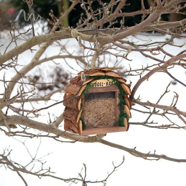 2er-Set Futterstelle Vogelbar - 16x10x16cm Holz/Acryl - Hygienische Vogelfütterung mit Nässeschutz - Für Garten & Aussenbereich