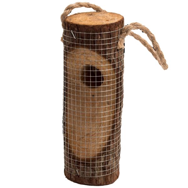 2er-Set Vogelfuttersäule aus FSC Naturholz - sicherer Futterplatz für Wildvögel im Garten - verschliessbare Öffnung - 20xØ8cm